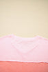 Mixed Daisy Applique Exposed Seam Oversized V Neck Top